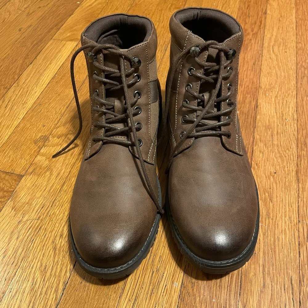 Brown Faux Leather Lace-Up Boot - ASOS Design